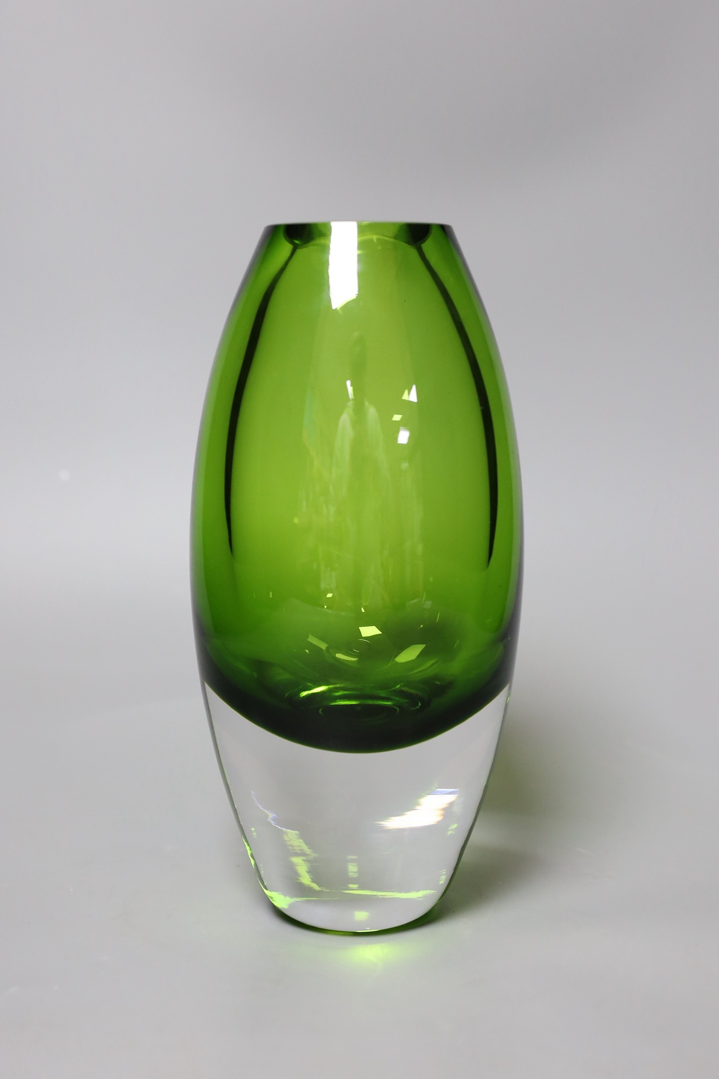 A Murano green glass vase, in Flávio Poli style, 23.5cms high